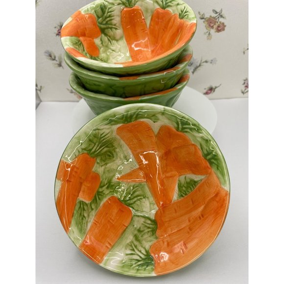 Springtime Serving Dessert/Berry Bowls with Carrot Motif, Easter Serving Decor - Picture 1 of 11